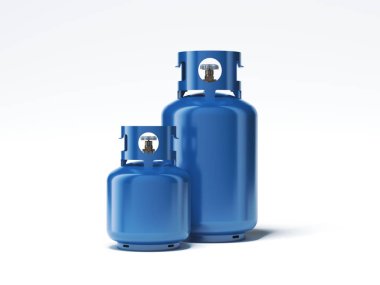 Beyaz arka plan üzerinde izole gaz şişeleri iki tür. 3D render