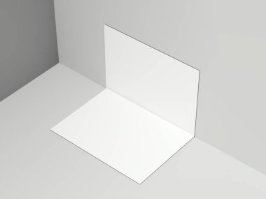 Beyaz katlanmış kağıt levha. 3D render