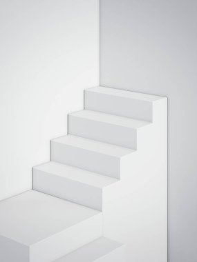 Beyaz merdiven modern Studio. 3D render