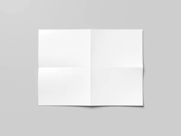 Blank vit vikta pappersark. 3D-rendering — Stockfoto