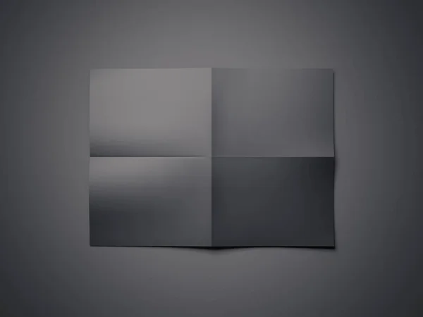 Чистый чёрный сложенный лист бумаги. 3d-рендеринг — стоковое фото