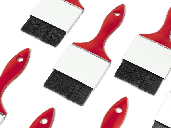 Pincéis de tinta vermelha com etiquetas em branco. Renderização 3d — Fotografia de Stock