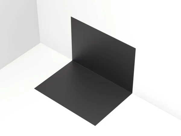 Folha de papel dobrada preta. Renderização 3d — Fotografia de Stock