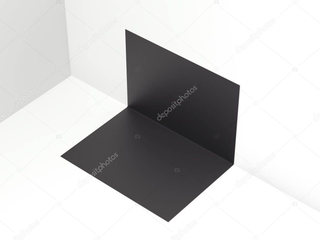Black Folded paper sheet. 3d rendering
