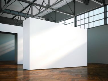 Boş duvar modern Müzesi'nde. 3D render