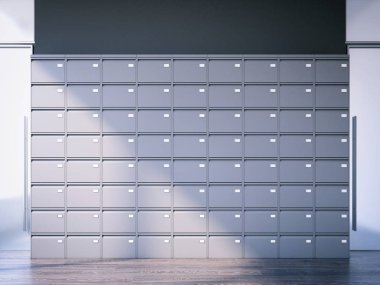 Kapalı dosya dolabında iç. 3D render