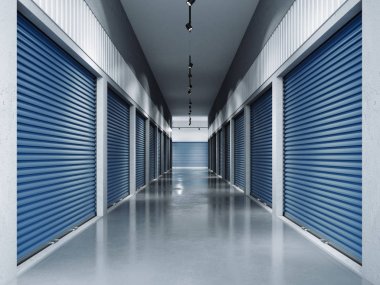 Mavi doors.3d render ile depolama tesisleri
