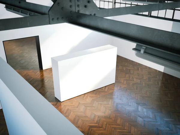 Witte muur in moderne museum. 3D-rendering — Stockfoto