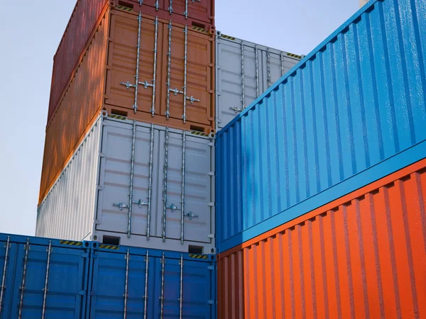 Different shipping containers.3d rendering — Stock Photo, Image