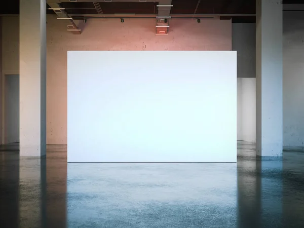 Blank white wall in modern museum. 3d rendering