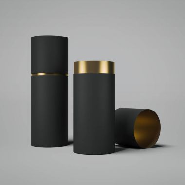 Siyah ve altın tüp açıldı. 3D render