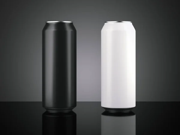 Twee grote aluminium kan. 3D-rendering — Stockfoto