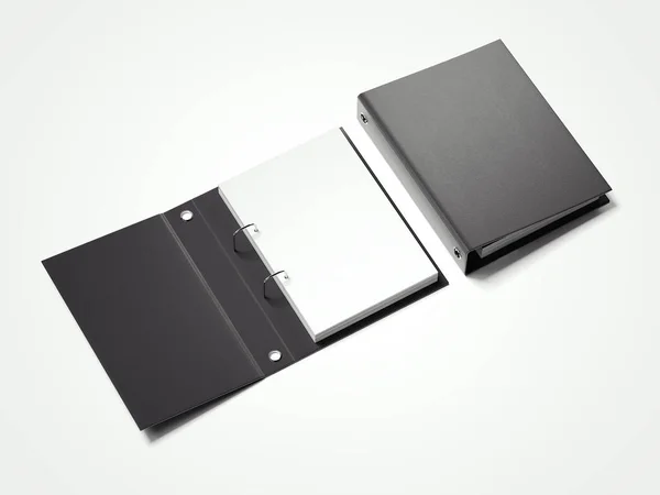 Black folder with white sheets. 3d rendering — Stock Photo, Image