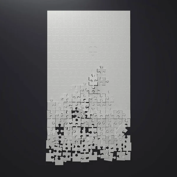 Nefunkční bílé puzzle. 3D vykreslování — Stock fotografie