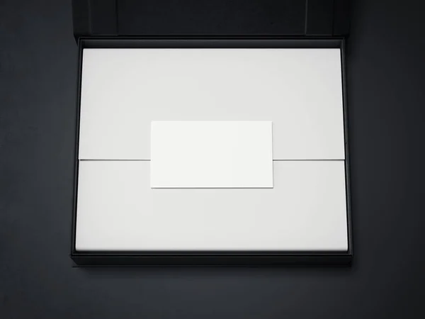 Caixa preta com papel branco. Renderização 3d — Fotografia de Stock