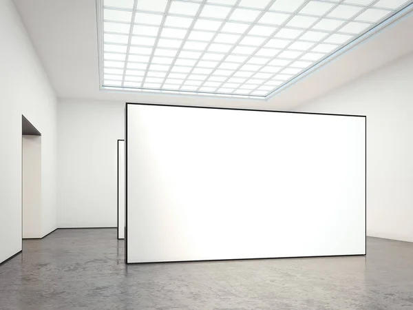 Museum gallery with blank walls. 3d rendering
