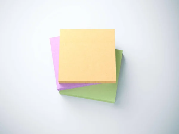 A Sticky notes három halom. 3D-leképezés — Stock Fotó