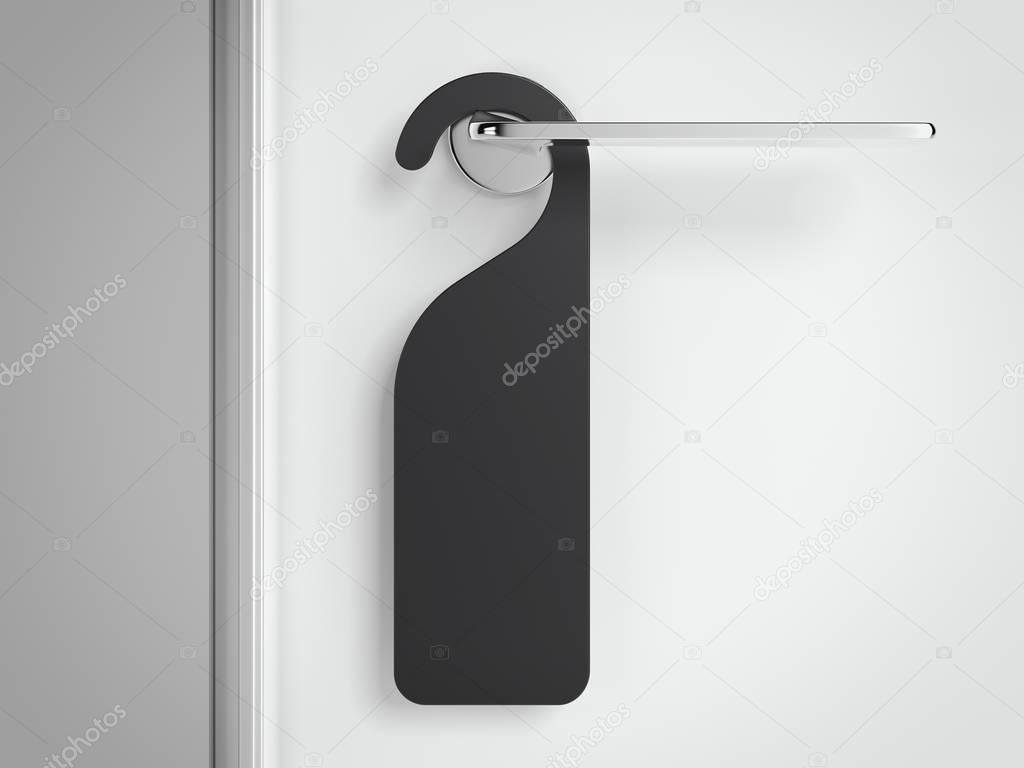 Black sign on the modern handle of door. 3d rendering