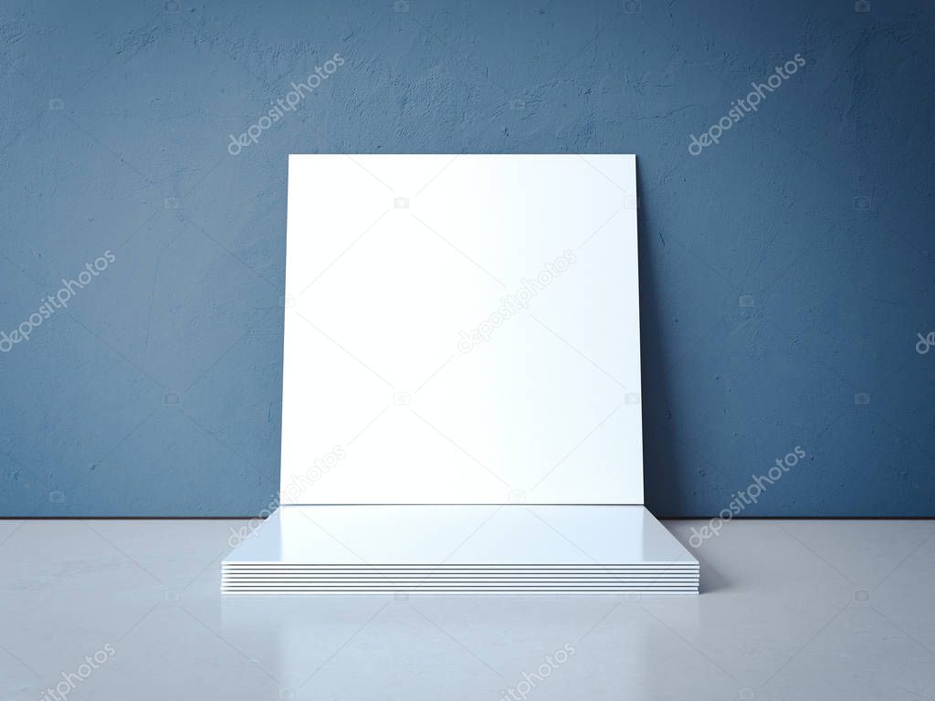 Stack of blank picture frames. 3d rendering