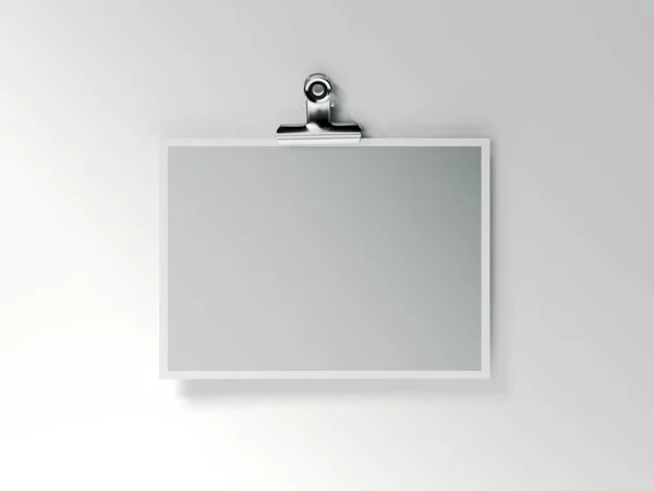 Blank wide photo frame on white . 3d rendering — Stock Photo, Image