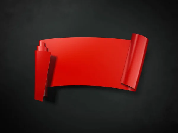 Czerwone wstążki zwinięte. renderowania 3D — Zdjęcie stockowe