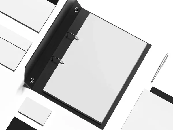 Makieta z czarnym otwartego folderu. renderowania 3D — Zdjęcie stockowe