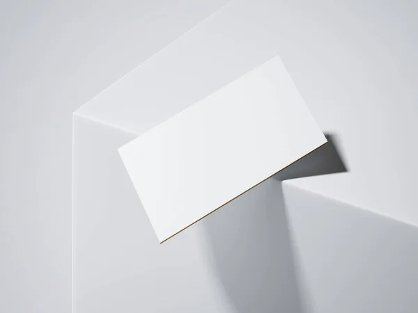 Blank white business card falling. 3d rendering — Stock Photo, Image