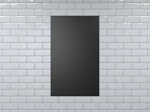 Blank svart lodrät banner. 3D-rendering — Stockfoto