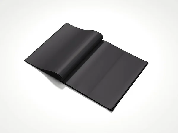 Boş siyah dergisi. 3D render — Stok fotoğraf