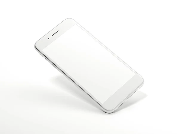 Blank white smartphone with blank screen. 3d rendering — Stock Photo, Image