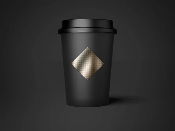 Taza negra con diamante dorado. renderizado 3d —  Fotos de Stock