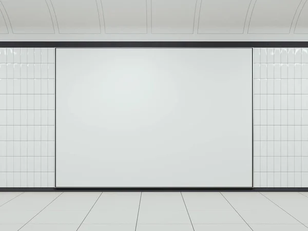 Белый рекламный щит на чистой станции. 3d-рендеринг — стоковое фото