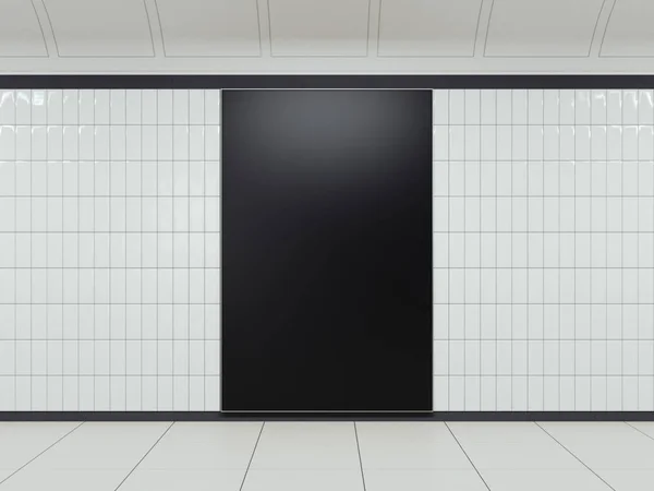 Cartelera negra en estación limpia. renderizado 3d — Foto de Stock