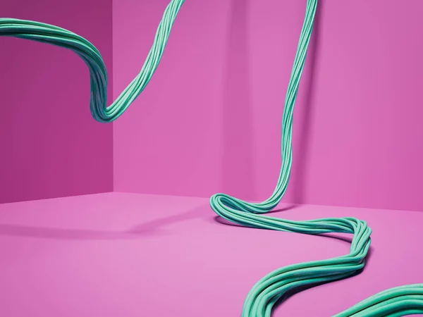 Зеленый провод внутри розовый. 3d-рендеринг — стоковое фото