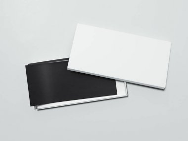 Siyah el ilanı ile boş beyaz kutu. 3D render