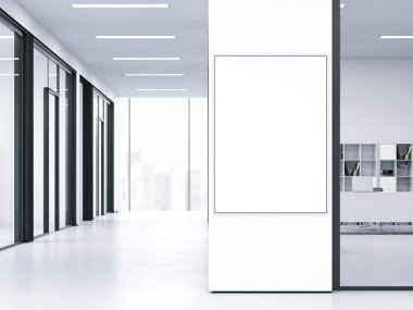 Beyaz boş afiş ile temiz iç. 3D render