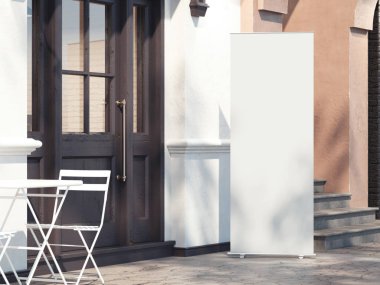 Sokak restoran ile toplaması bayrak. 3D render