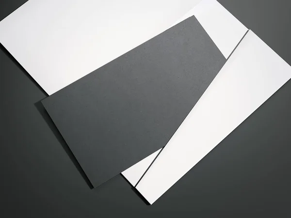 Sobre blanco con hoja en blanco negro. renderizado 3d —  Fotos de Stock