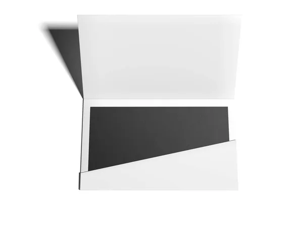 Bílá obálka s prázdný list na světlé podlaze. 3D vykreslování — Stock fotografie