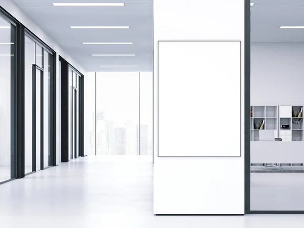 Interior blanco limpio con banner en blanco. renderizado 3d —  Fotos de Stock