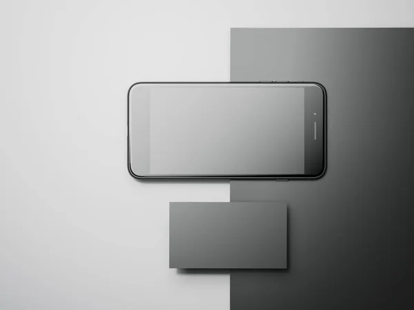 Бизнес-макет с современным смартфоном. 3d-рендеринг — стоковое фото