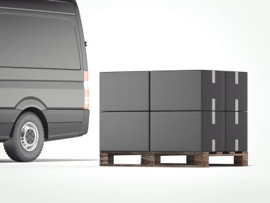 Siyah pikabı karanlık paketleri ile. 3D render