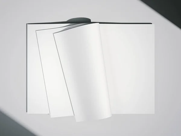 Revista com papéis brancos vazios. Renderização 3d — Fotografia de Stock