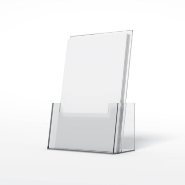 Broşürler plastik tutucu. 3D render