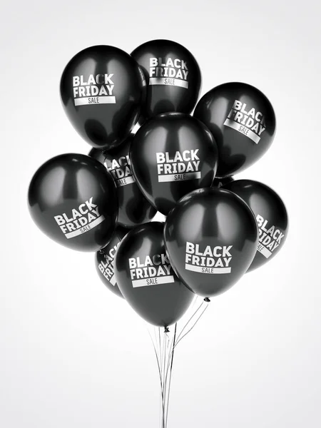 Kilka balonów z black sprzedaży piątek podpisać. renderowania 3D — Zdjęcie stockowe