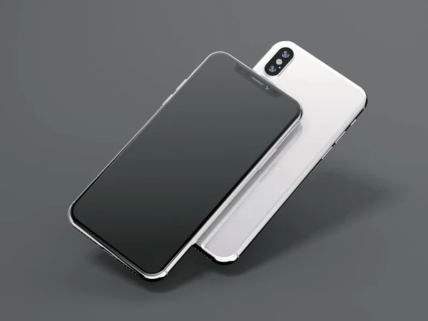 Dois smartphones modernos com tela em branco. Renderização 3d — Fotografia de Stock