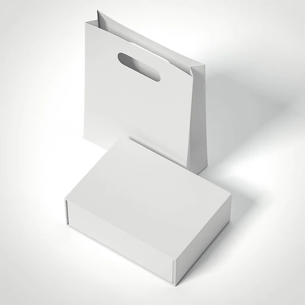 Серый пакет покупок с чистым набором предметов роскоши. 3d-рендеринг — стоковое фото