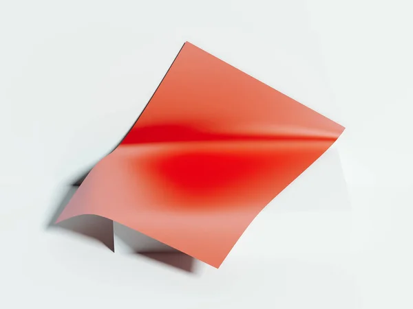 Blank red paper sheet lies. 3d rendering — Stock Photo, Image