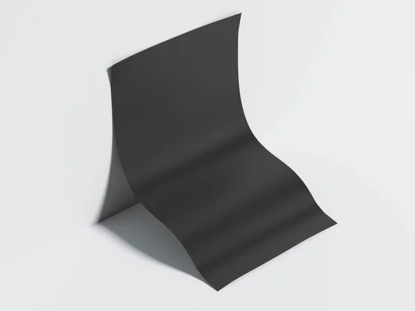 Blank svart papper ark. 3D-rendering — Stockfoto