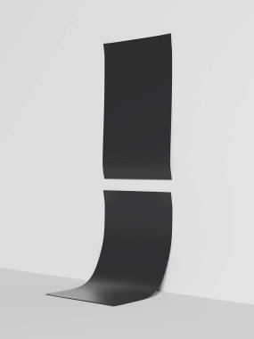 Siyah poster asılı. 3D render